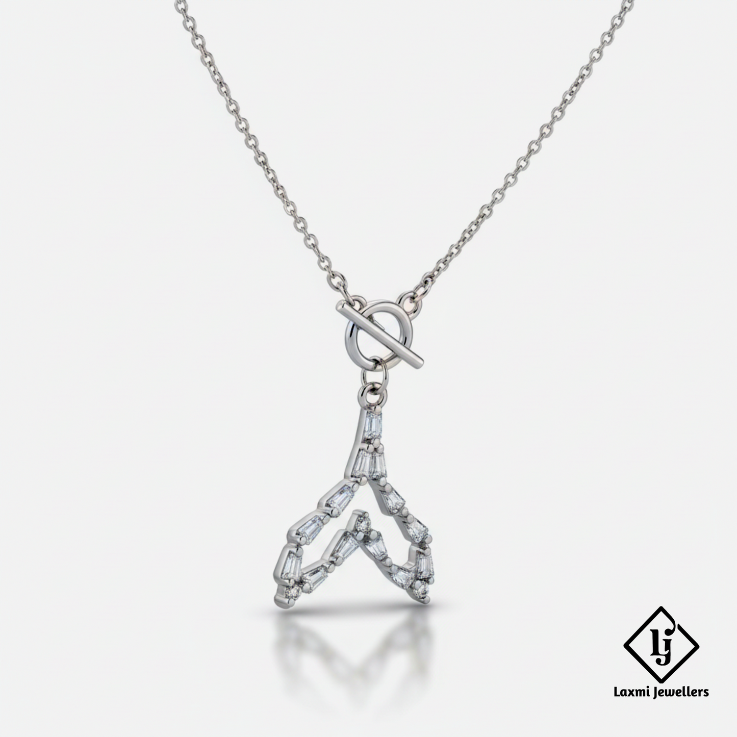 925 Sterling Silver Geometric Diamond Pendant Necklace for Women | CZ Stone Stylish Daily Wear Necklace