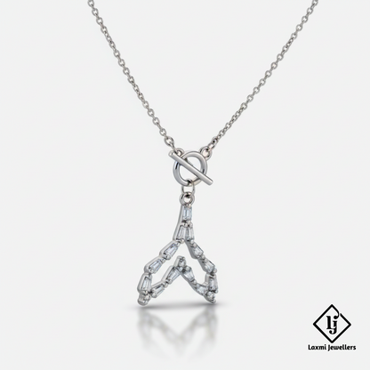 925 Sterling Silver Geometric Diamond Pendant Necklace for Women | CZ Stone Stylish Daily Wear Necklace