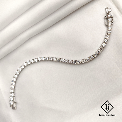 Exquisite Silver Tennis Bracelet with Sparkling CZ Stones – Laxmi Jewellers