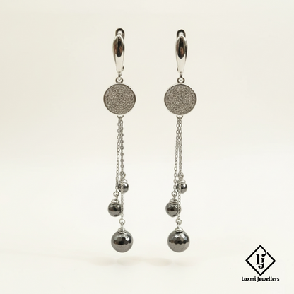 925 Sterling Silver Bali Style Chain Drop Earrings | Oxidised Silver Designer Earrings for Women