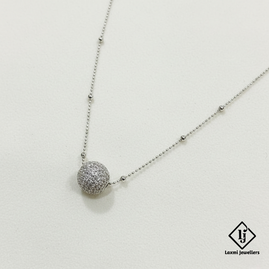 925 Sterling Silver Ball Necklace | Minimal Diamond Cut Silver Jewellery
