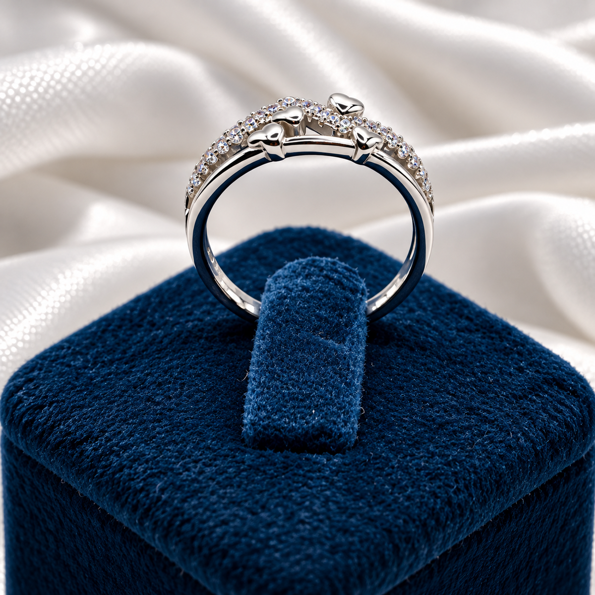925 Sterling Silver Heart Ring for Women | Elegant Double Band Heart Ring – Laxmi Jewellers