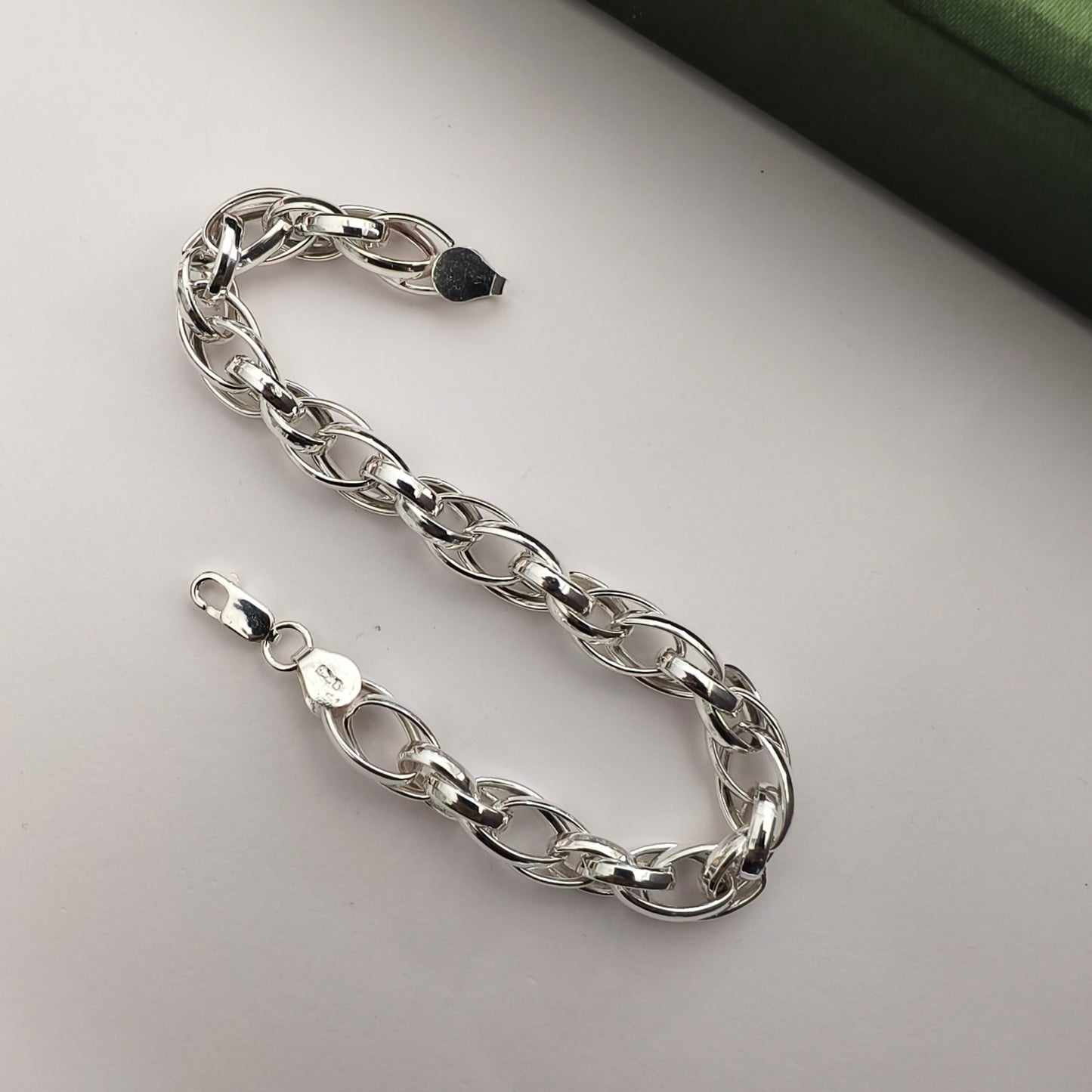 925 Sterling Silver Oval Link Bracelet for Men | Heavy Chain Stylish Gents Bracelet