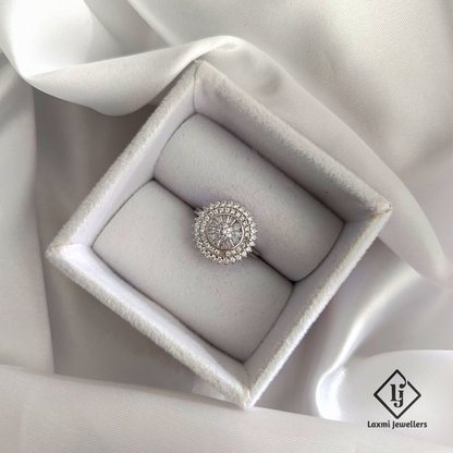 Elegant Round Cluster Diamond Ring for Women – Designer Cocktail Ring by Laxmi Jewellers