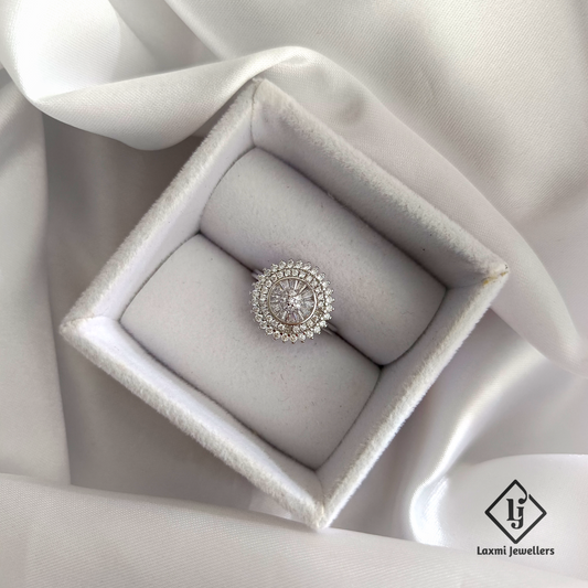 Elegant Round Cluster Diamond Ring for Women – Designer Cocktail Ring by Laxmi Jewellers