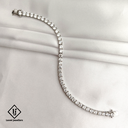 Exquisite Silver Tennis Bracelet with Sparkling CZ Stones – Laxmi Jewellers