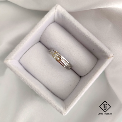 Men’s Silver Band Ring with CZ Accents | Stylish Daily Wear Ring