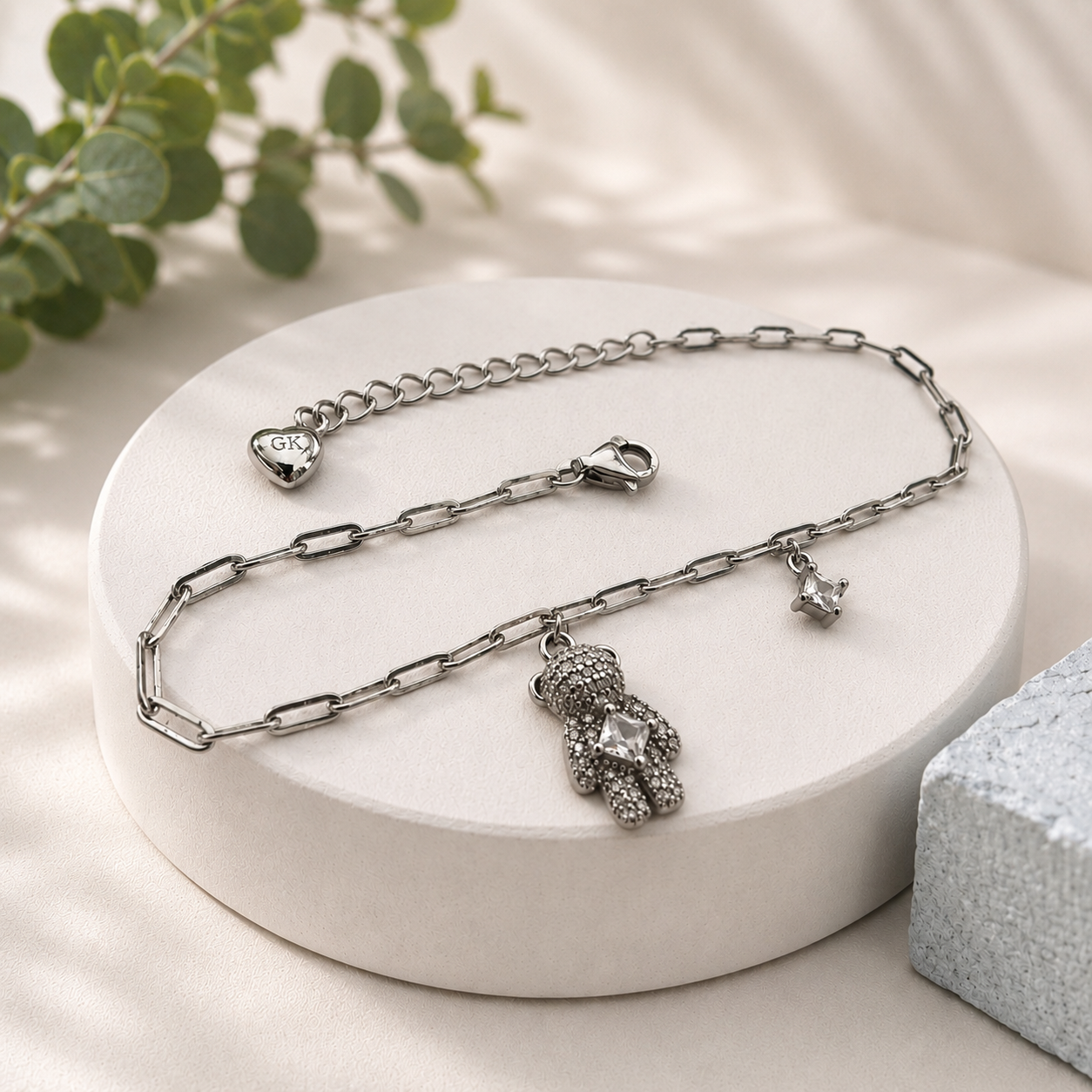 925 Sterling Silver Teddy Charm Bracelet for Women | Cute Designer Ladies Bracelet