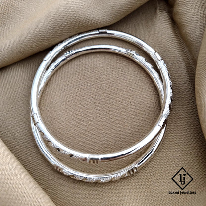 925 Sterling Silver Textured Bangles - Elegant Design, Traditional Charm
