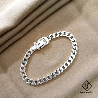 925 Sterling Silver Belt Buckle Chain Bracelet for Men – Cuban Link Design