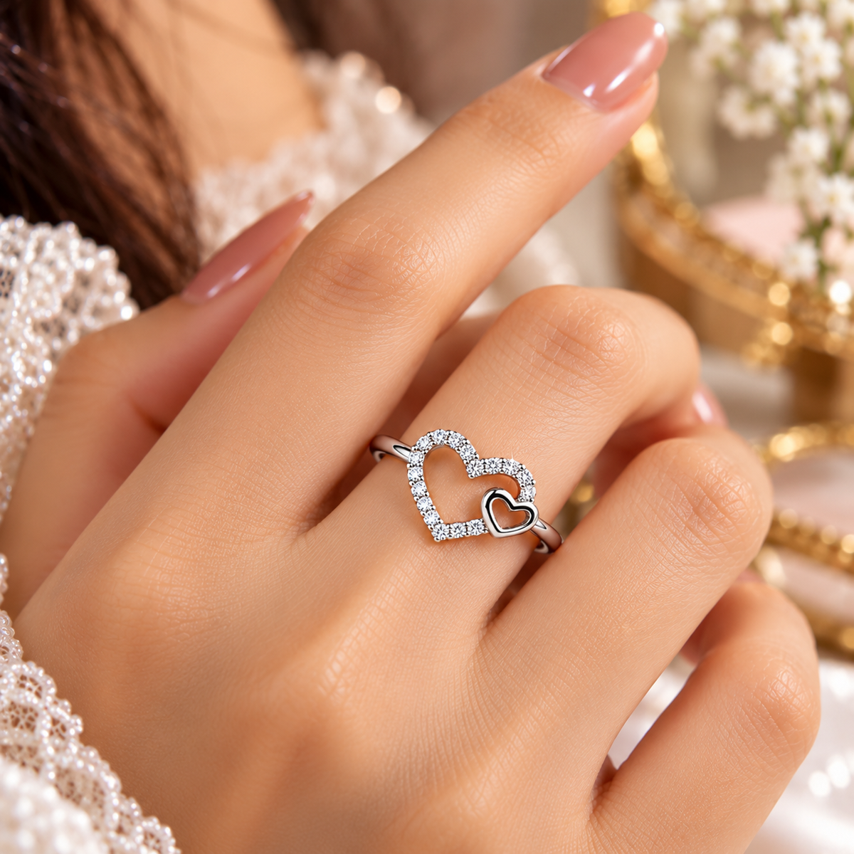 925 Sterling Silver Heart Ring for Women | Sparkling Heart Ring for Ladies – Laxmi Jewellers