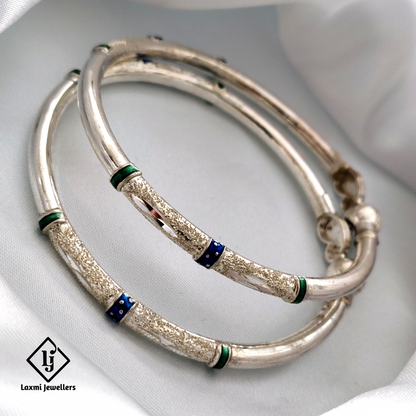 Silver Peacock Kada Bangles – 925 Sterling Silver, Ethnic Design, Handcrafted for Women and Girls