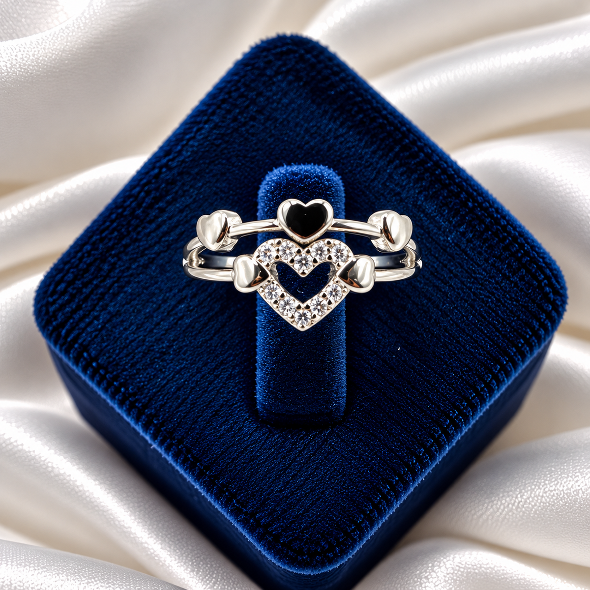 Heart Design Silver Ladies Ring with White Stones | Stylish Heart Ring for Women – Laxmi Jewellers