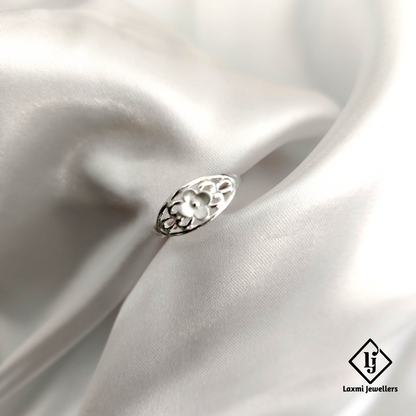 Elegant Floral Sterling Silver Ring - Intricate Flower Design | Laxmi Jewellers