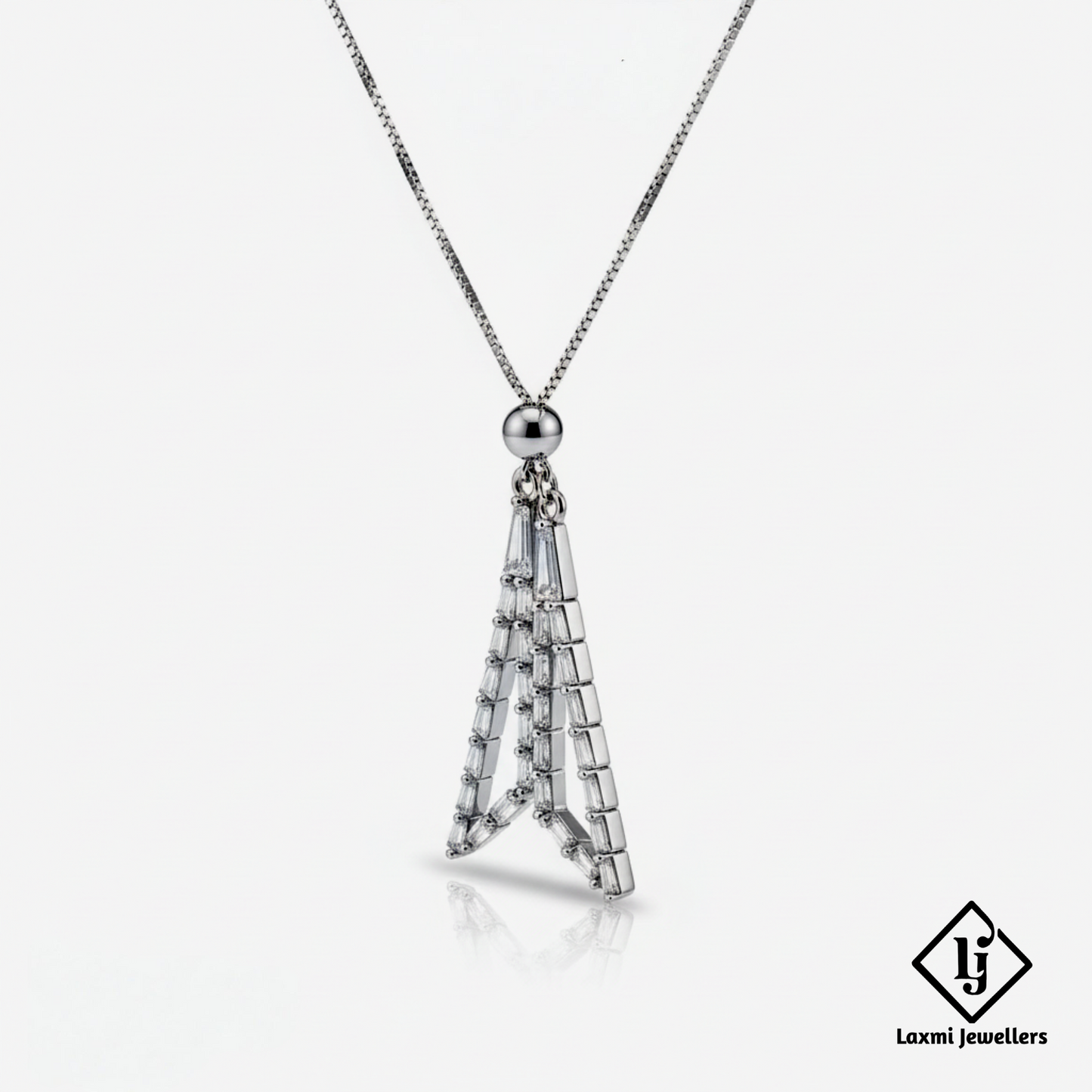 Designer Silver Crystal Pendant Necklace for Women | Stylish Party Wear Jewellery