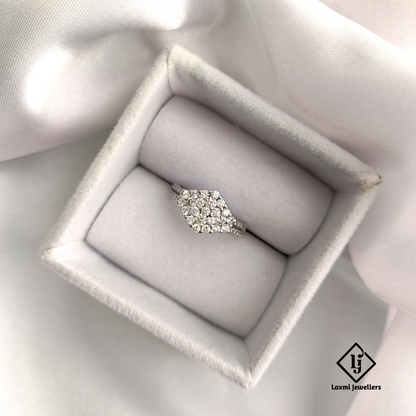 925 Silver American Diamond Cluster Ring for Women – Elegant Hexagon Design