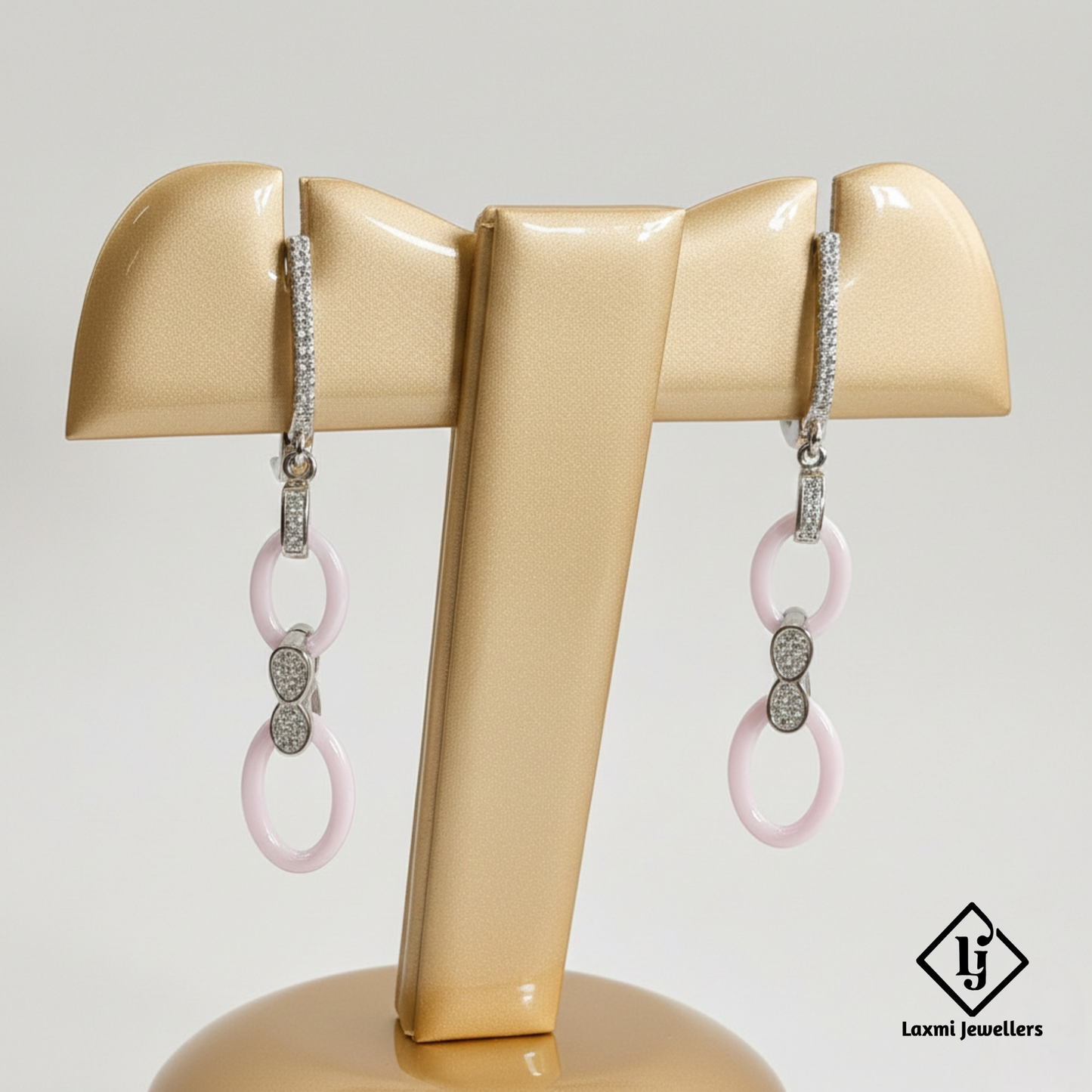 925 Sterling Silver Pink Oval Drop Earrings | Designer Party Wear Earrings for Women