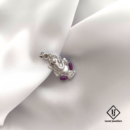 925 Silver Ganesh Pendant with Purple Enamel | Laxmi Jewellers