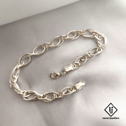 925 Sterling Silver Rope Link Chain Bracelet for Men – Classic & Stylish | Laxmi Jewellers