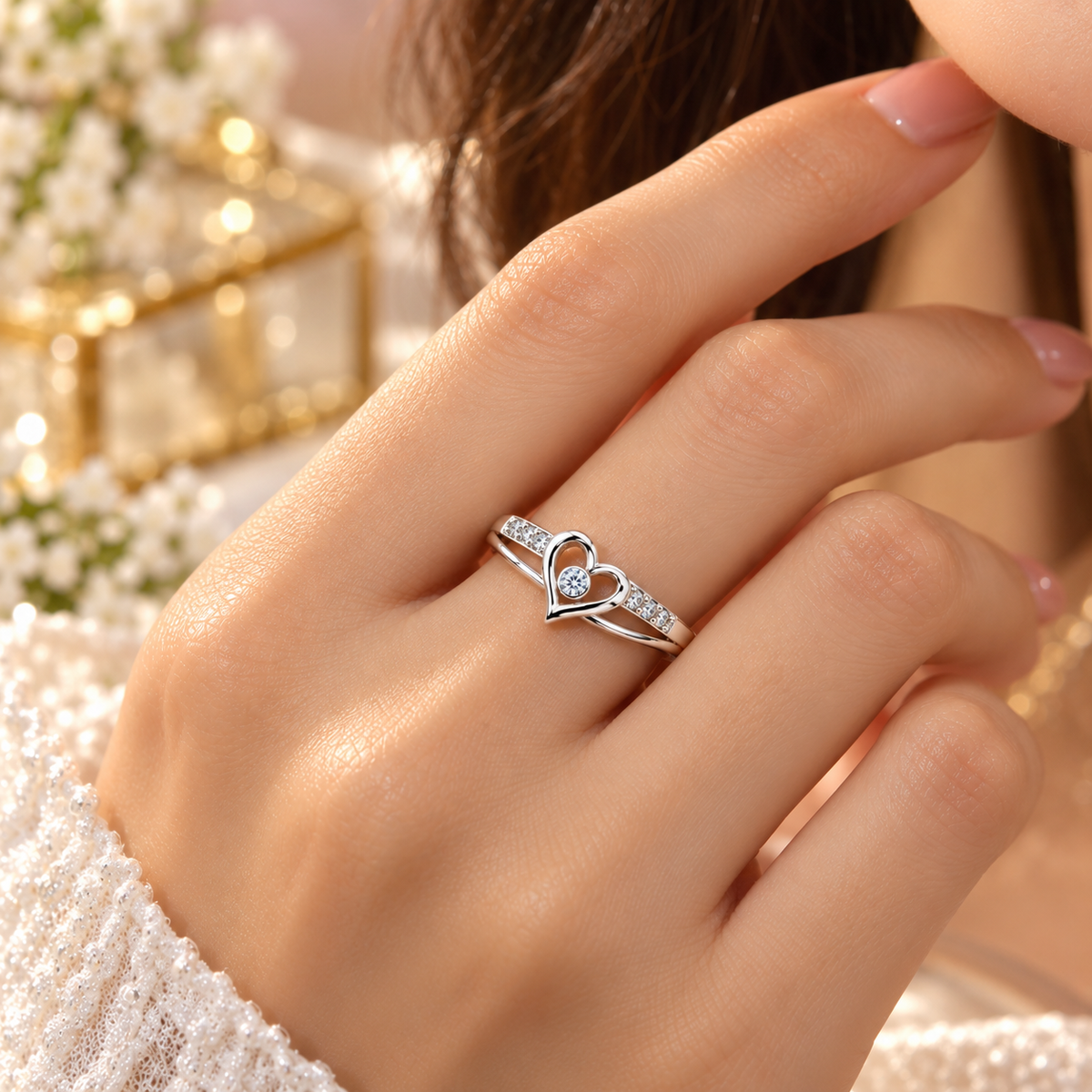 925 Sterling Silver Heart Ring for Women | Sparkling Heart Design Ladies Ring – Laxmi Jewellers