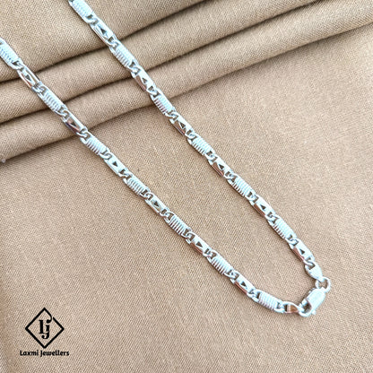 925 Silver Coil Link Chain for Men – Stylish Oxidized Finish | Laxmi Jewellers
