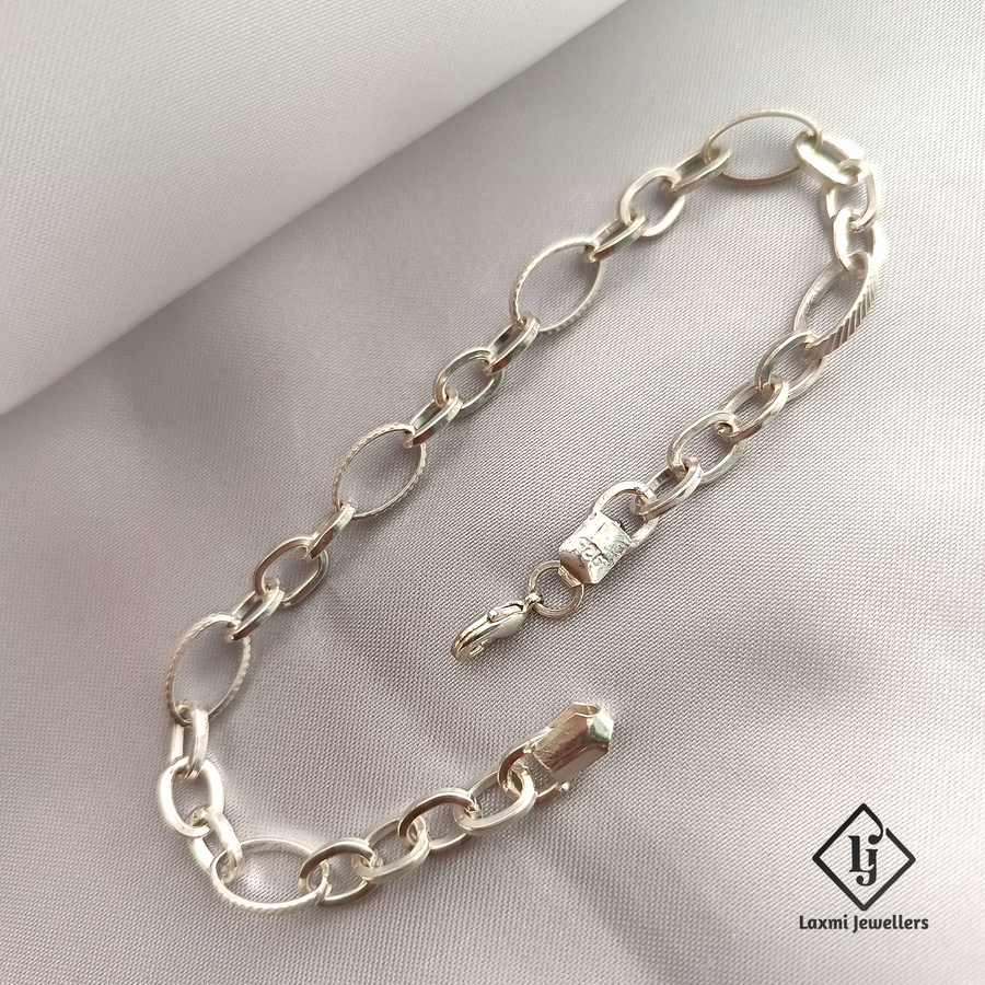 Men’s Sterling Silver Link Chain Bracelet – Bold Oval Design | Laxmi Jewellers