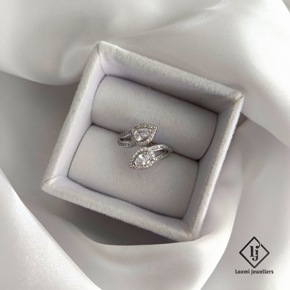Elegant Teardrop CZ Open Ring in Sterling Silver – Laxmi Jewellers