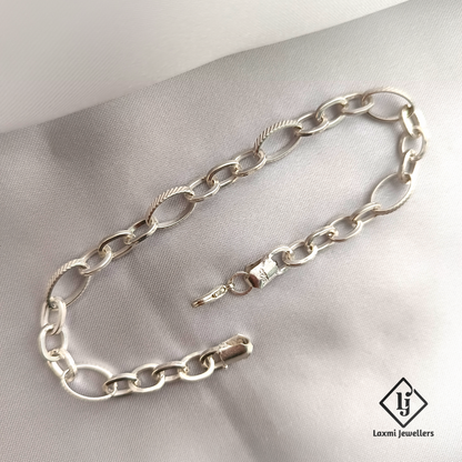 Men’s Sterling Silver Link Chain Bracelet – Bold Oval Design | Laxmi Jewellers