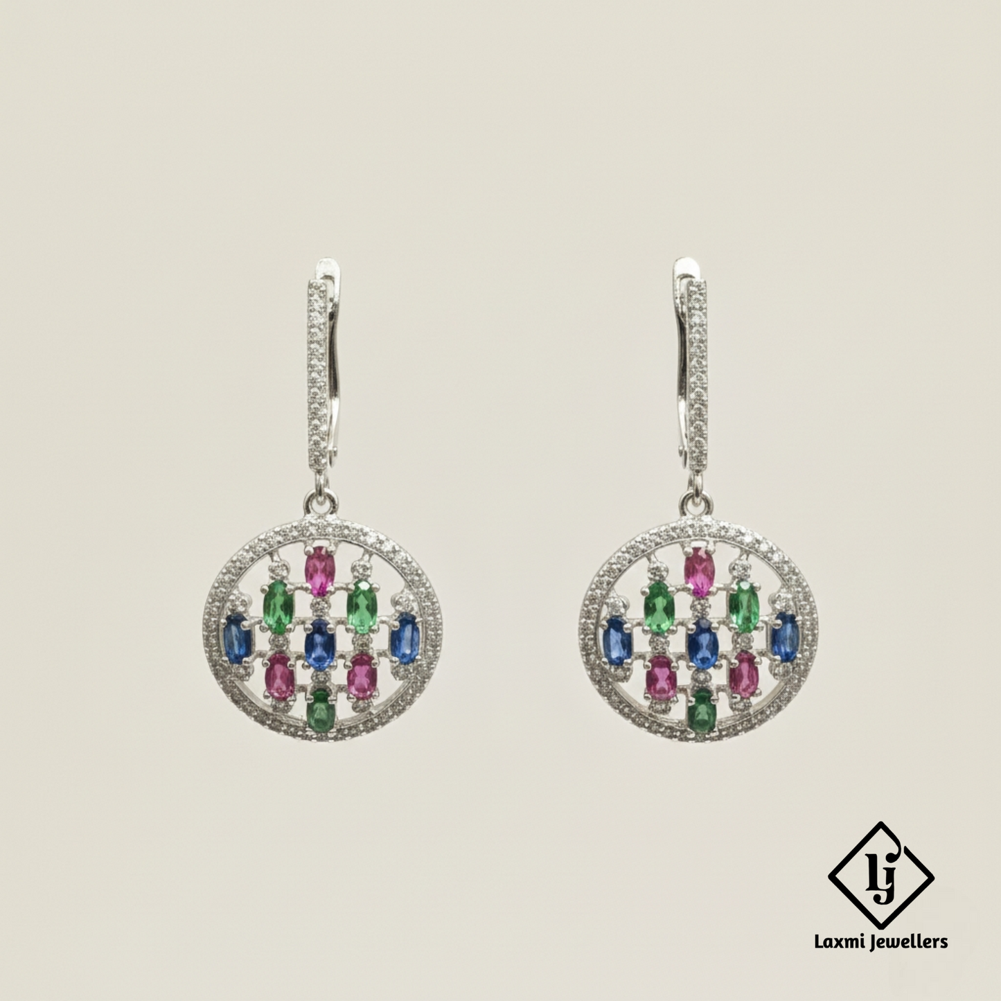 925 Sterling Silver Bali Style Multicolour Stone Earrings | Designer Silver Earrings for Women
