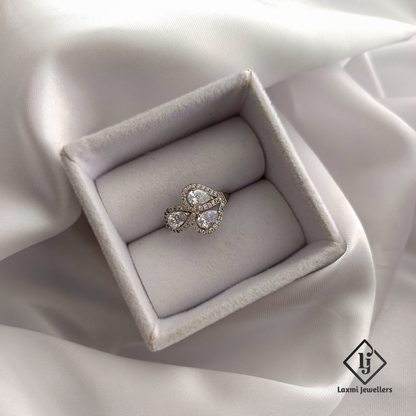 925 Sterling Silver Double Teardrop CZ Ring for Women – Stylish Adjustable Cocktail Ring | Laxmi Jewellers