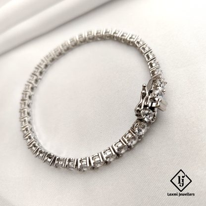 Exquisite Silver Tennis Bracelet with Sparkling CZ Stones – Laxmi Jewellers