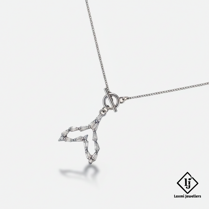 925 Sterling Silver Geometric Diamond Pendant Necklace for Women | CZ Stone Stylish Daily Wear Necklace