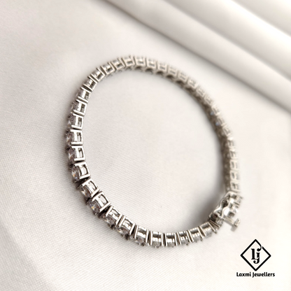 Exquisite Silver Tennis Bracelet with Sparkling CZ Stones – Laxmi Jewellers