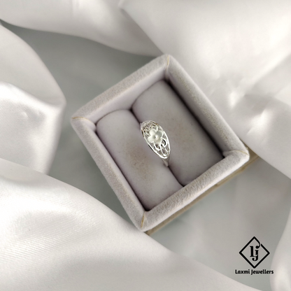 Elegant Floral Sterling Silver Ring - Intricate Flower Design | Laxmi Jewellers