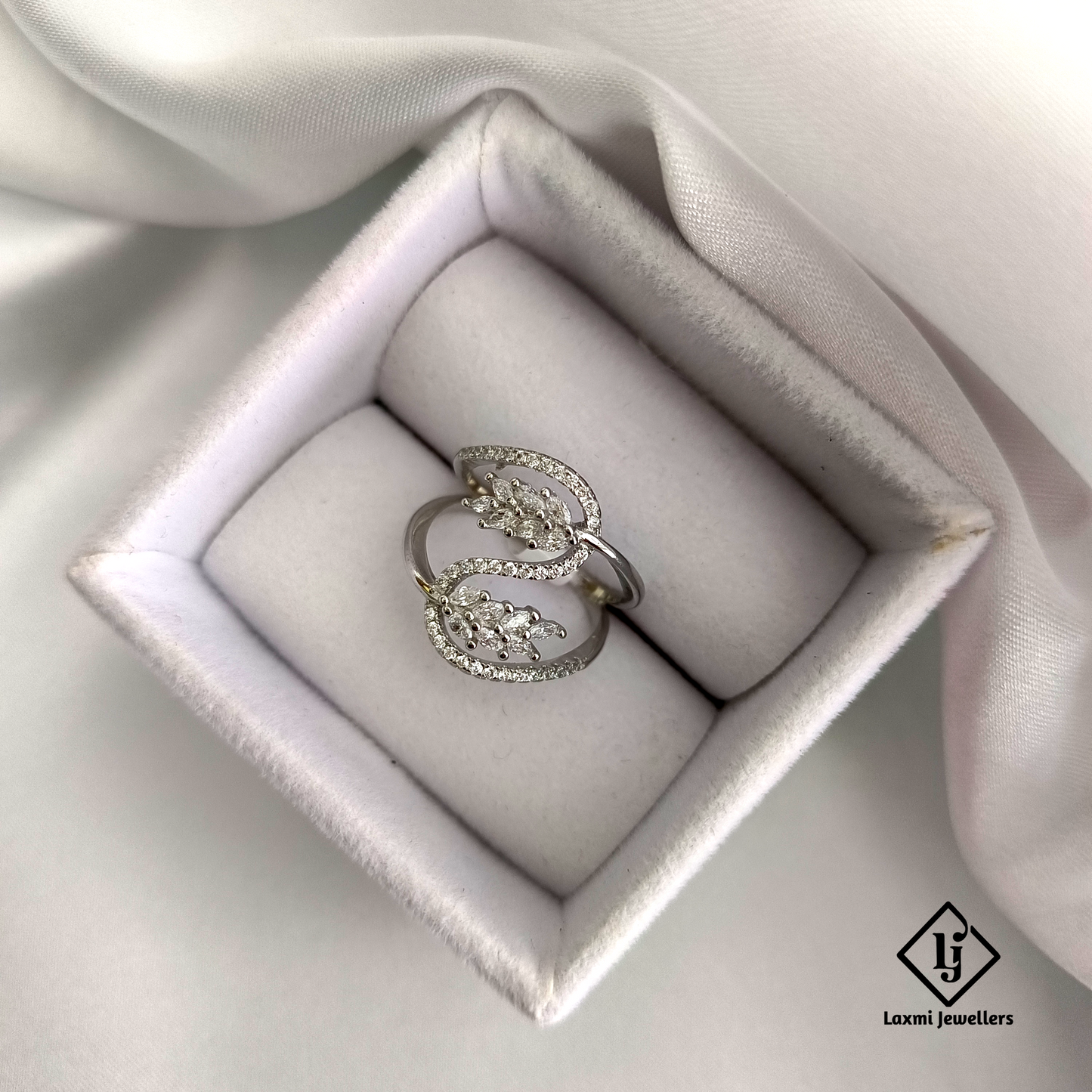 925 Silver  Leaf Design CZ Diamond Ring for Women