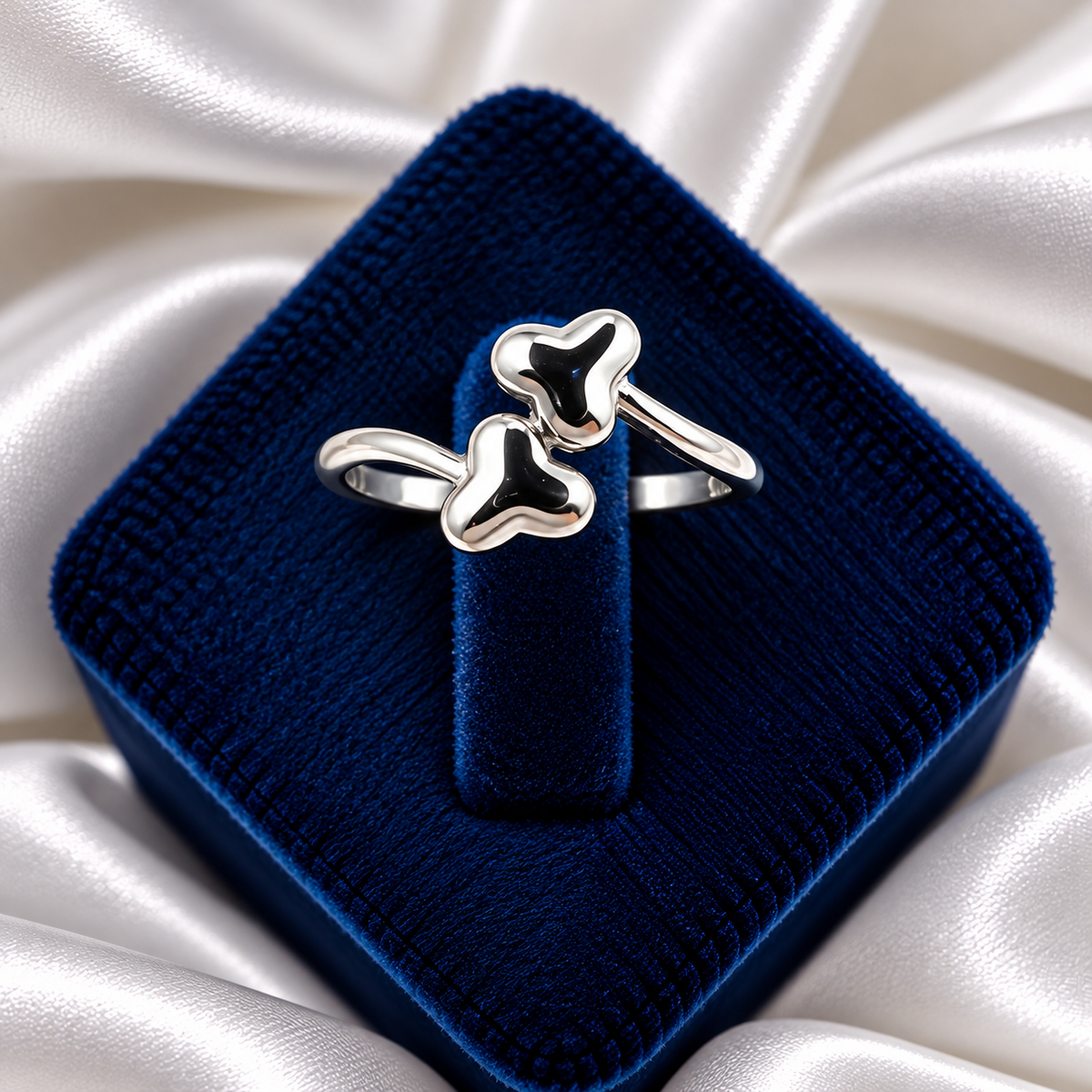 Double Heart Silver-Tone Ladies Ring for Women | Stylish Heart Design Ring – Laxmi Jewellers