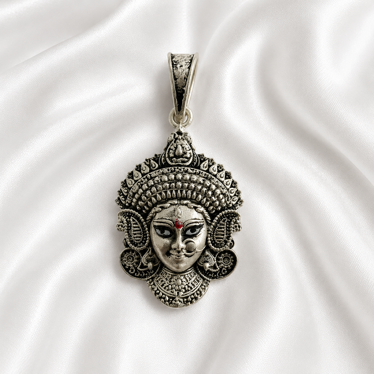 Mataji Face Silver Pendant | Divine Goddess Pendant for Women & Men | Designer Mata Pendant