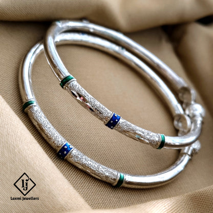 Silver Peacock Kada Bangles – 925 Sterling Silver, Ethnic Design, Handcrafted for Women and Girls