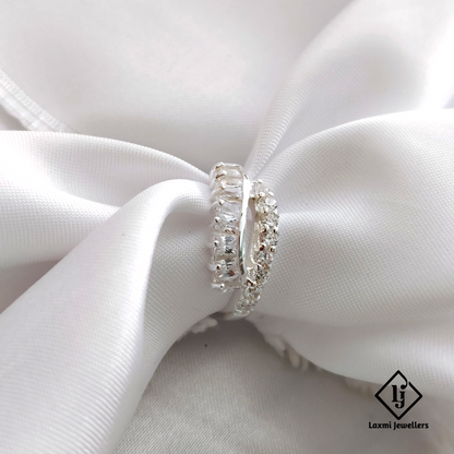 925 Silver Double Layer Zircon Ring for Women | Elegant Statement Band