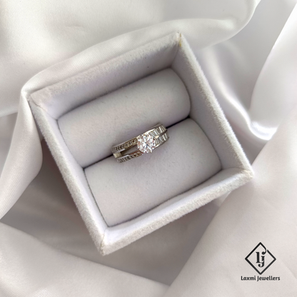 Elegant Round Solitaire Diamond Ring with Baguette Accents – Laxmi Jewellers