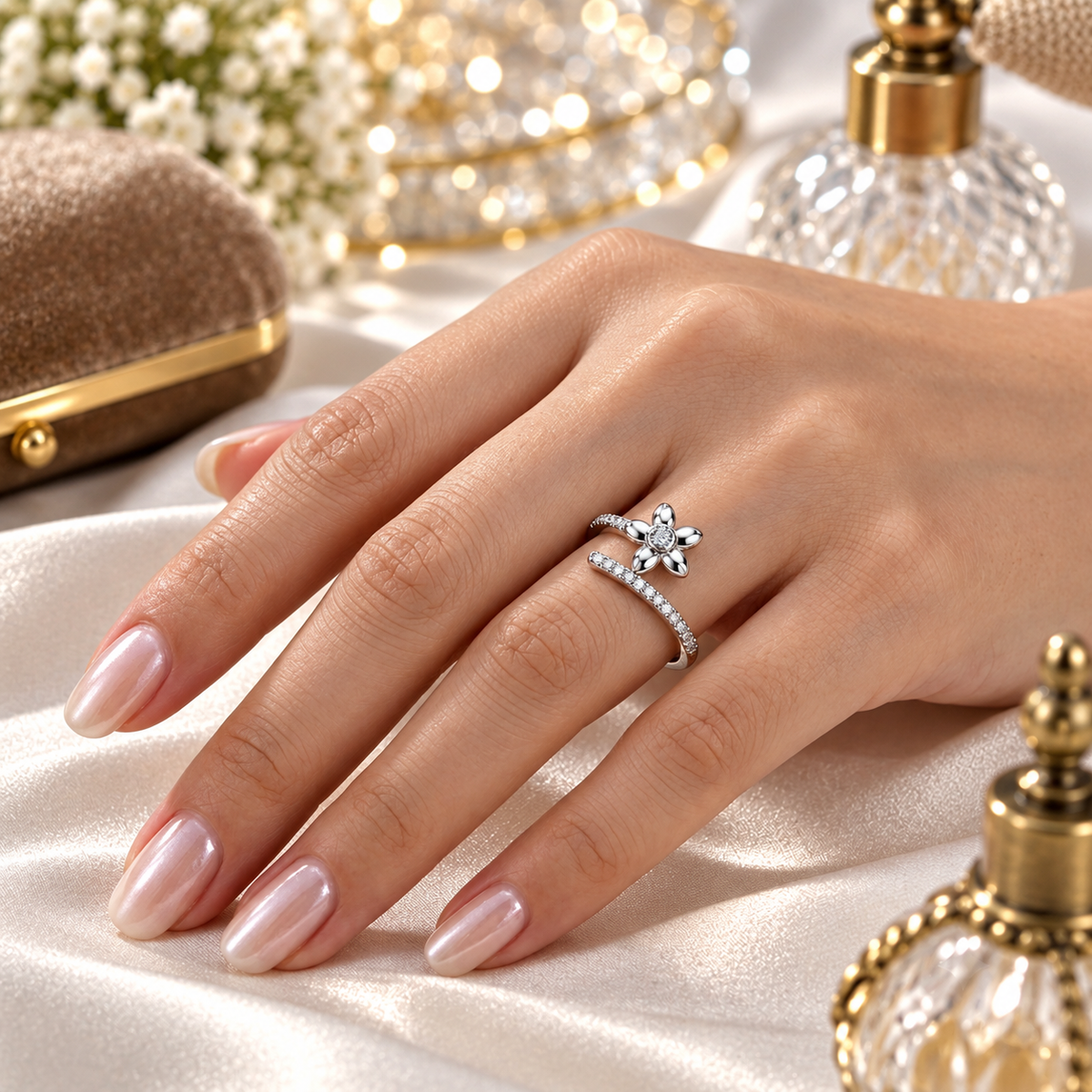 925 Sterling Silver Floral Ring for Women | Elegant Flower Ring for Ladies – Laxmi Jewellers