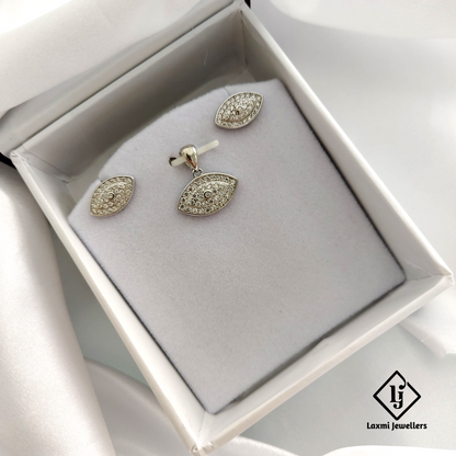 925 Sterling Silver Marquise CZ Pendant Set for Women – Elegant Daily Wear Jewelry