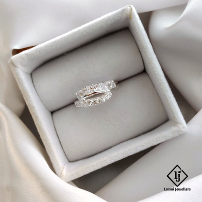 925 Silver Double Layer Zircon Ring for Women | Elegant Statement Band