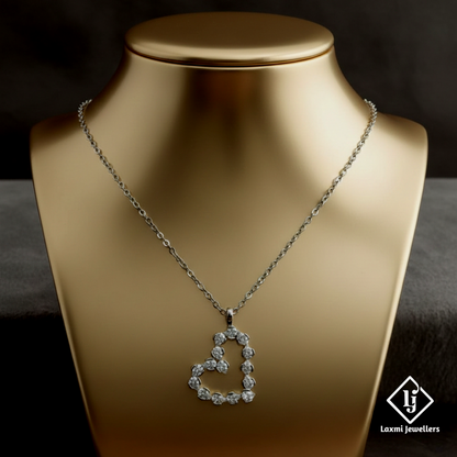 925 Sterling Silver Heart Shape Diamond Pendant Necklace for Women | CZ Stone Stylish Love Necklace