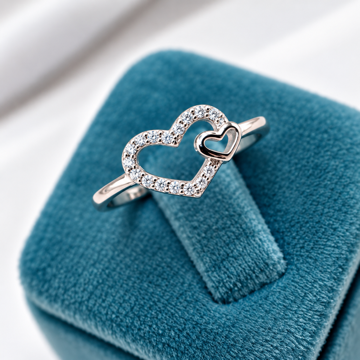 925 Sterling Silver Heart Ring for Women | Sparkling Heart Ring for Ladies – Laxmi Jewellers