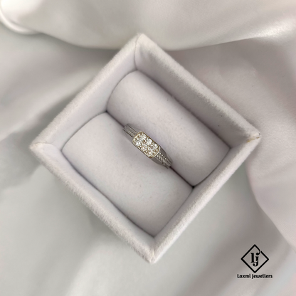 925 Silver Rectangle CZ Stone Ring for Men – Elegant Designer Band