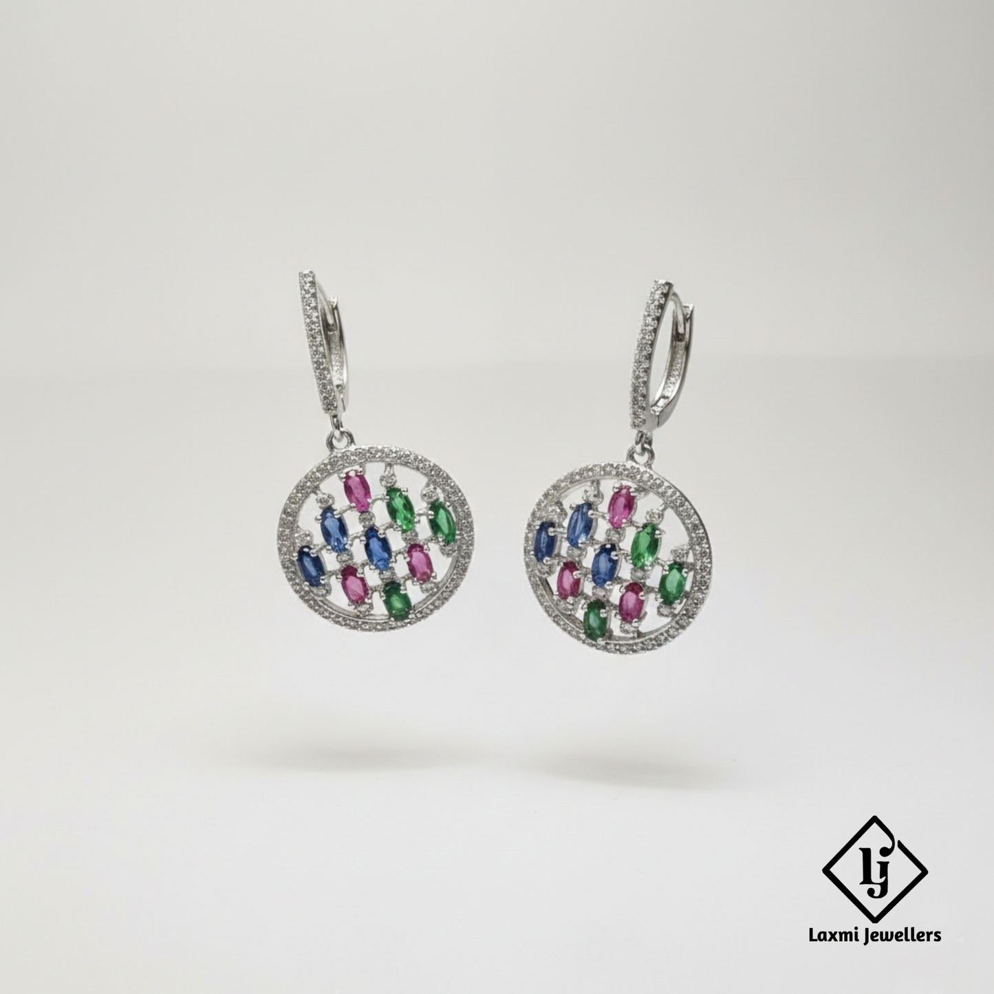 925 Sterling Silver Bali Style Multicolour Stone Earrings | Designer Silver Earrings for Women