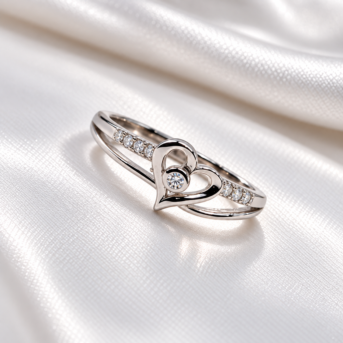 925 Sterling Silver Heart Ring for Women | Sparkling Heart Design Ladies Ring – Laxmi Jewellers