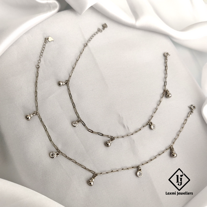 925 Sterling Silver Anklets with Dangle Charms – Elegant Chain Design
