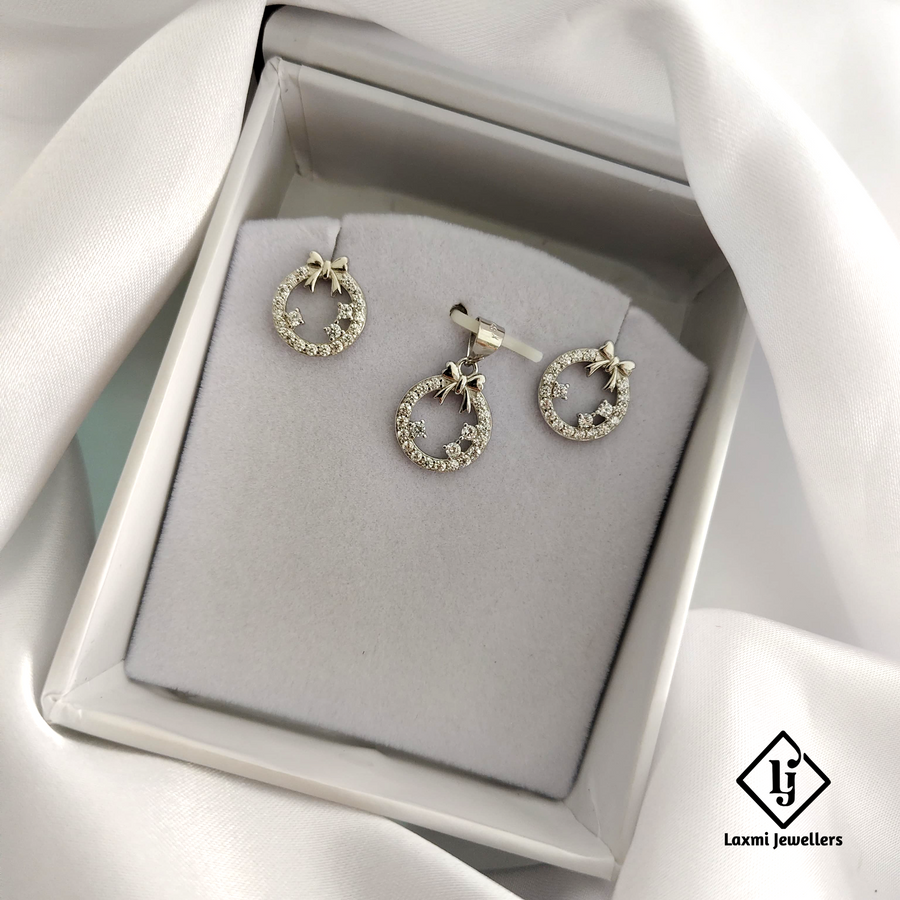 925 Silver Bow & Star CZ Pendant Set for Women | Elegant Daily Wear Jewelry